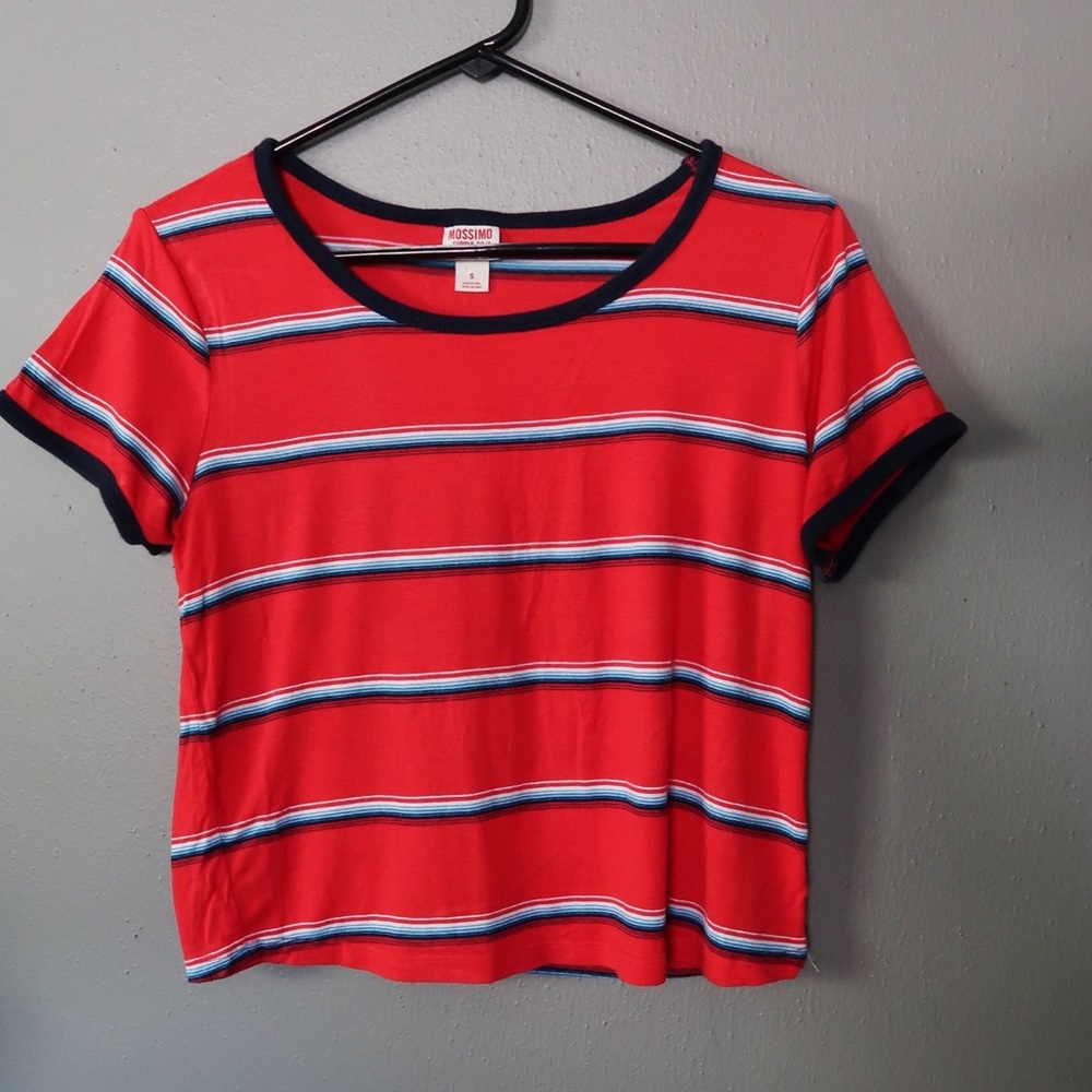 Red Striped Crop TShirt